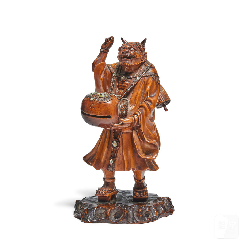 明治時代 黃楊木鬼置物 | A BOXWOOD OKIMONO OF AN ONI